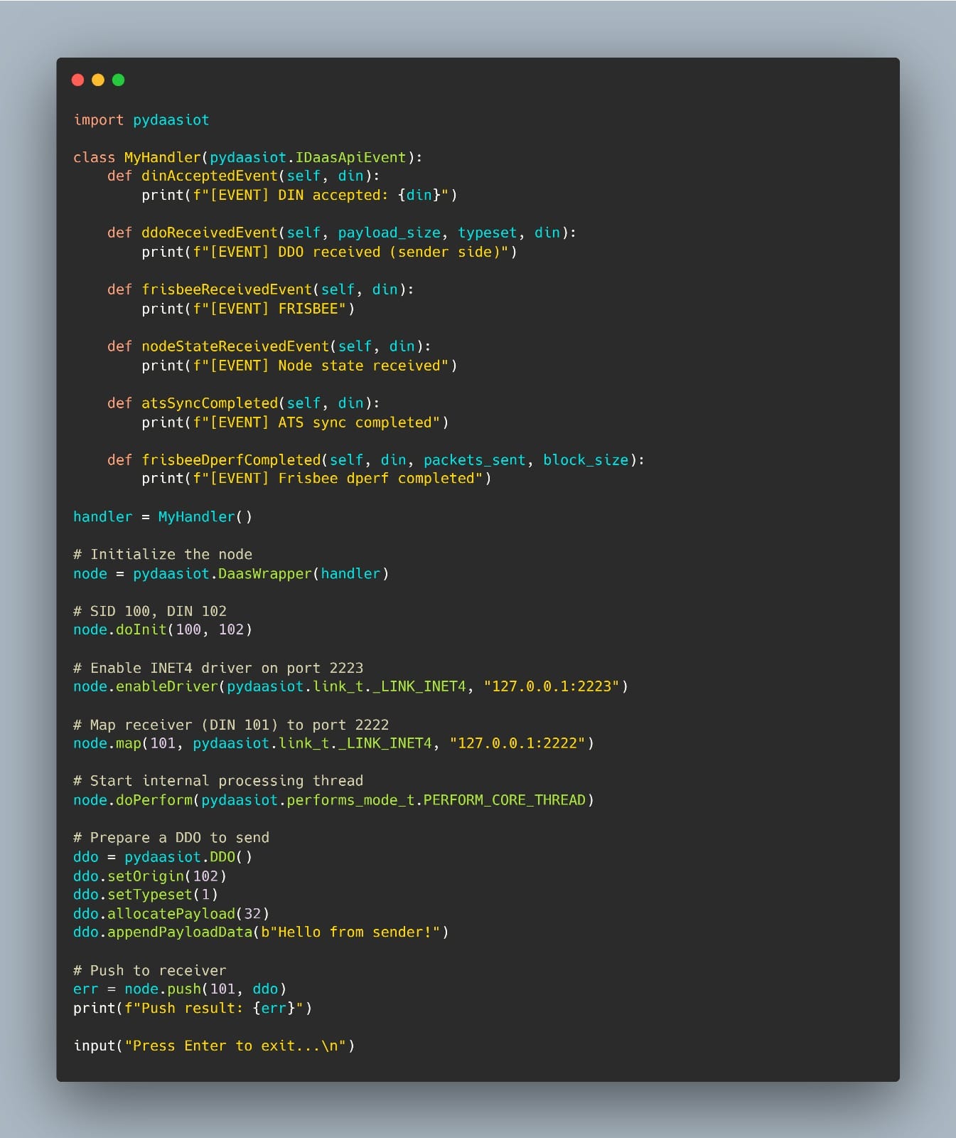 Sender Node Implementation